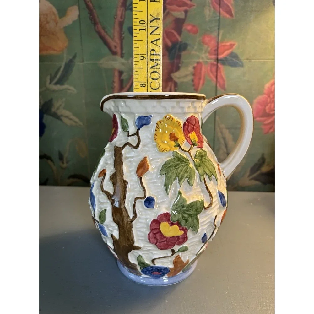 Vintage H.J. Wood Ltd England Indian Tree Pitcher Cottagecore Grandmillennial 8